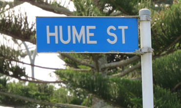 Hume Street sign (2019). Rachel Sonius. Word on the Street image collection.