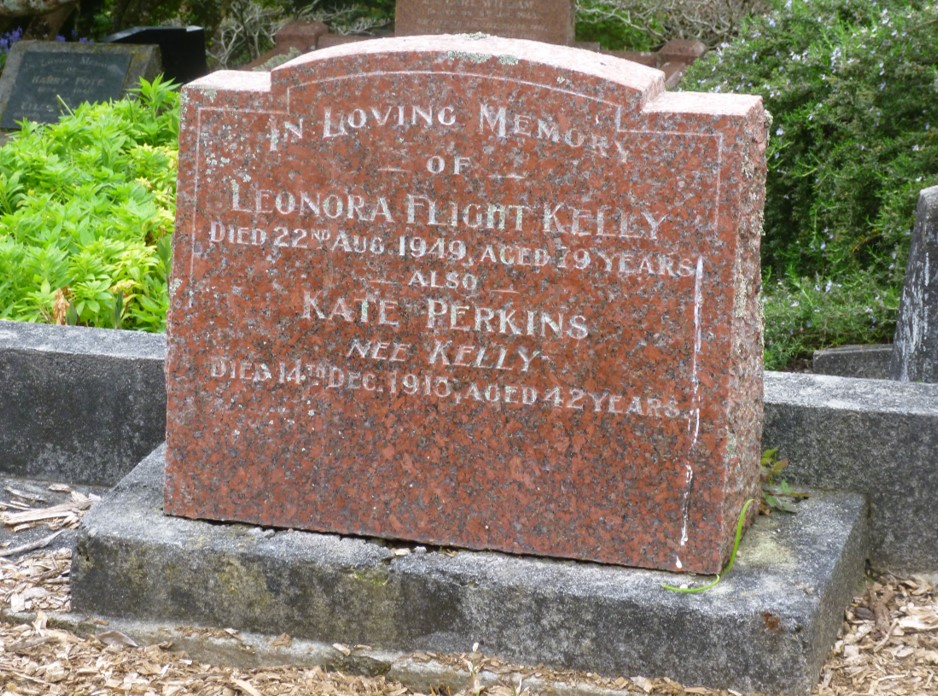 Nora Kelly's headstone at Te Hēnui Cemetery. Image courtesy of Findagrave.com.